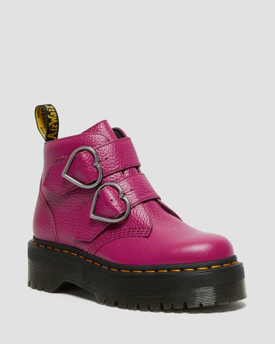 Dr. Martens Devon Heart Nahka Naisten Platform Nilkkurit - Fuksia Nilkkurit [186-TUGYSZ]